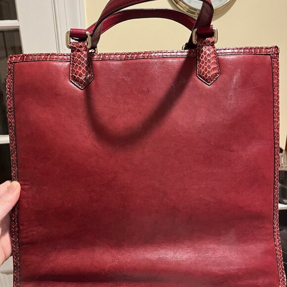 Marc by Marc Jacobs Large Red Leather tote with snakeskin detais - Picture 6 of 10